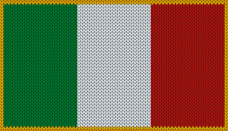 Design of knitted badge of Italy - IT, ITA - flag. National Italian flag of knitwear fabric pattern.のイラスト素材