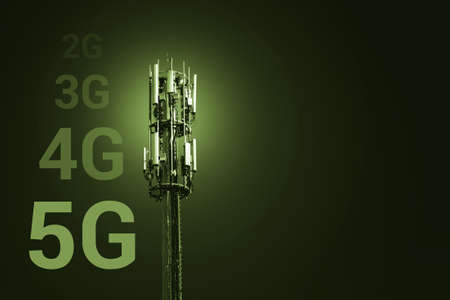 5G Fast speed Wireless internet connection communication mobile technology concept - image with copy...