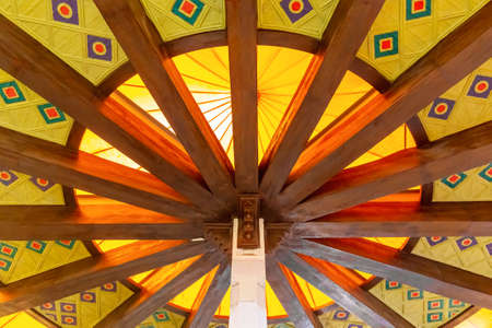 Round eastern ceiling with patterns in the building of the market in Muscat, the capital of Omanの写真素材