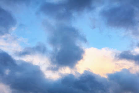 Beautiful cumulus clouds in the blue sky on a summer dayの写真素材