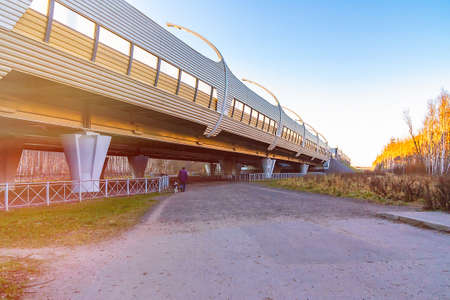 Flyover of the highway over asphalt road