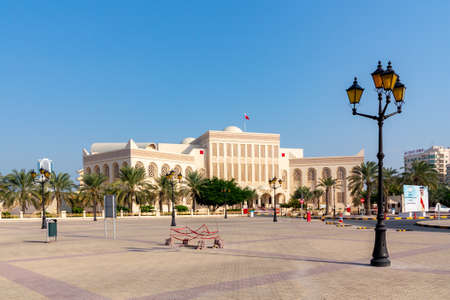 MANAMA, Bahrain - December 19, 2018: View of the building isa cultural center and the square.