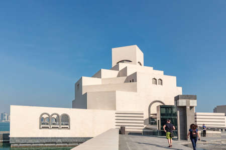 Doha, Qatar - December 20, 2018: Exterior of the building of the Museum of Islamic Art, entrance.のeditorial素材