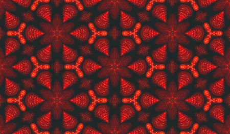 Abstract seamless texture from a photo of strawberries on a dark background.