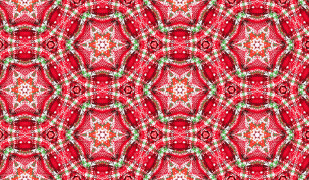 Abstract seamless texture from a photo of red green textileの写真素材