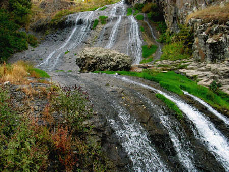 small waterfall,autumnの写真素材