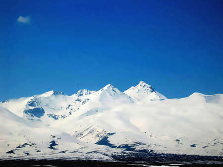 aragats mountain at winter, armeniaの写真素材