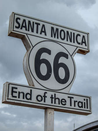 Route 66 end of the trail signal in Santa Monica