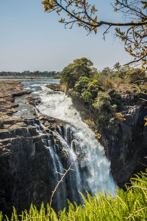 Victoria falls in a sunny dayの写真素材