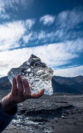 Small icebergs in one hand, Svalbardの写真素材