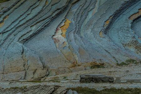 Zumaia flysch coast at sunset, Euskadiの写真素材