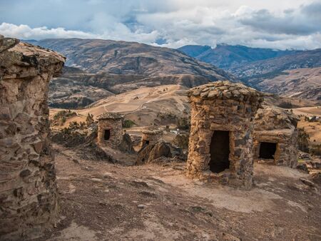 Funerary towers in Ninamarka archeologic zone in Cusco, Peruの写真素材