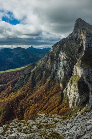 Mountain range at the top of Fuente De, Spainの写真素材