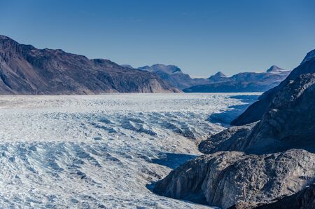 Glacier in a sunny day near Narsarsuaq, Greenlandの写真素材