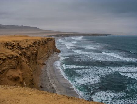 The coast of Paracas National Reserve in Peruの写真素材