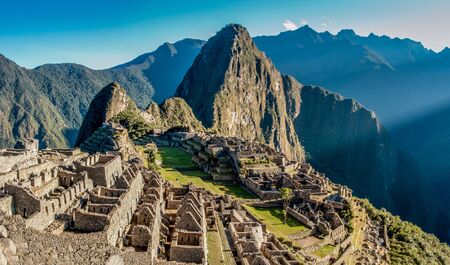 Machu Picchu panoramic view at dawn, Peruの写真素材