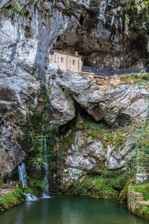Hermitage in the Holy Cave of Covadonga, Asturiasの写真素材