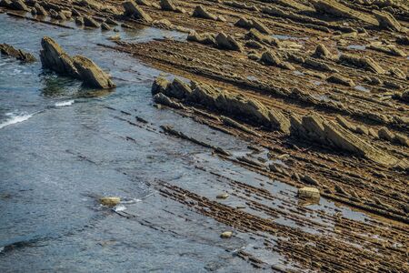 layers of flysch in low tide in Zumaia, Basque Country