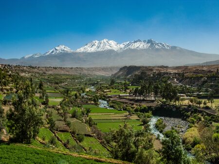 Misti volcano view over the fog from Arequipa, Peruの写真素材