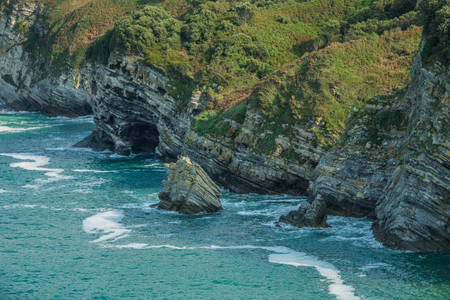 Detail of the coast cliffs in Bizkaia, Basque Countryの写真素材
