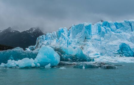 Blue ice detail in Perito Moreno glacier, Argentinaの写真素材