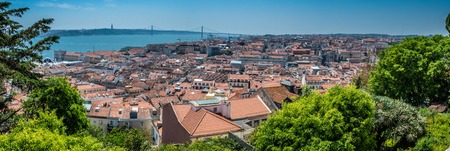 Lisbon sea panoramic cityscape view under the sun, Portugal