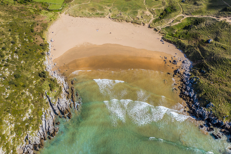 Sonabia beach in Cantabrian sea, Spain - drone aerialの写真素材