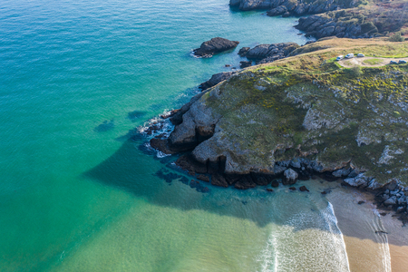Sonabia beach in Cantabrian sea, Spain - drone aerialの写真素材