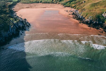 Sonabia beach in Cantabrian sea, Spain - drone aerialの写真素材