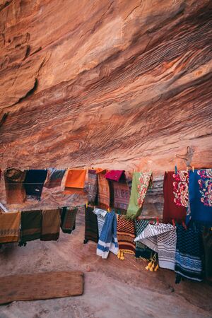 Colorful shop on the way to Monastery, Petra, Jordanの写真素材