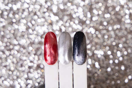 Festive color palettes of nail gel polish for manicure and pedicure nailsの写真素材