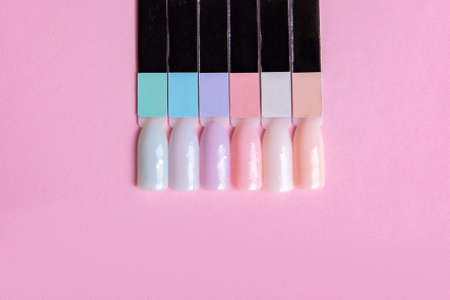 Romantic color palettes of nail gel polish for manicure and pedicure nailsの写真素材