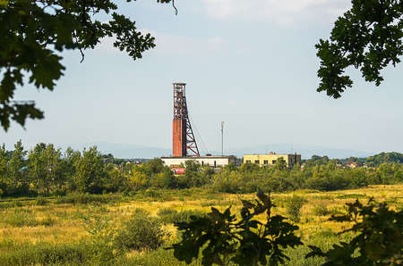mine, tower, near the forestの写真素材