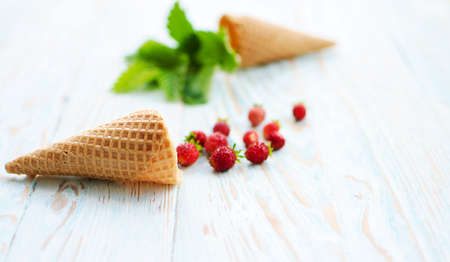 Sweet delicious berries for dessert in summerの写真素材