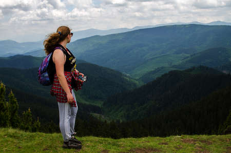The landscape on the Carpathian Mountains in Ukraine on a summer dayの写真素材