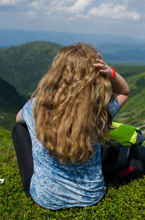 The landscape on the Carpathian Mountains in Ukraine on a summer dayの写真素材