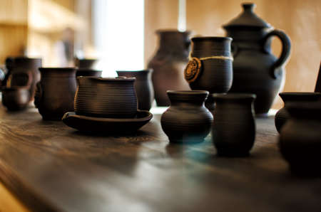 Ukrainian utensils made of clay are a great travel souvenirの写真素材