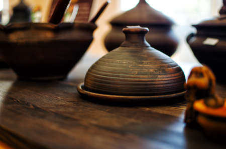 Ukrainian utensils made of clay are a great travel souvenirの写真素材