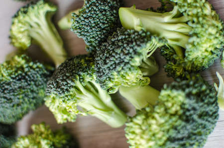 young green broccoli inflorescences are valuable sources of useful and important substances for the body.の写真素材