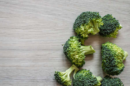 young green broccoli inflorescences are valuable sources of useful and important substances for the body.の写真素材