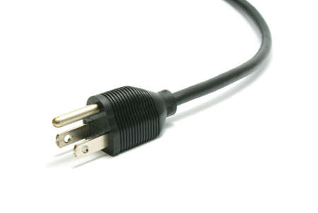 Black electric cable isolated on white