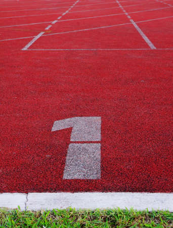         Number 1 on the start of a running old track          の写真素材