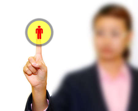  Business woman pushing            の写真素材