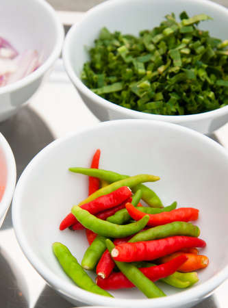 asian hot and spicy food ingredient with onions in bowl