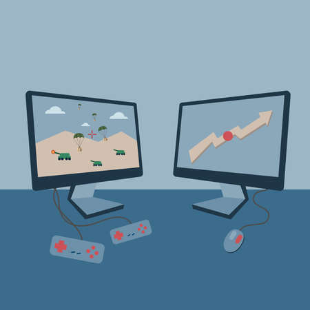 simply infographic template with desktop computerのイラスト素材