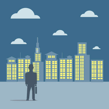 Businessman looks to the futureのイラスト素材