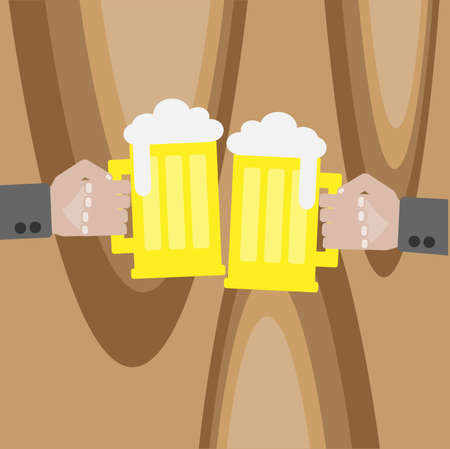 Two men with glasses of beerのイラスト素材