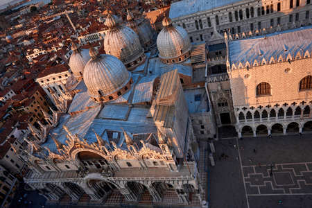 Saint Mark's Basilica View from Campanile di San Marco Venice Italyの写真素材