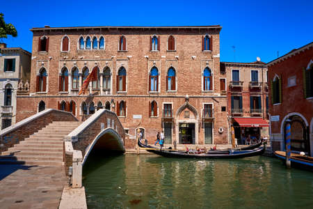 The streets of Venice and the Grand Canal Italyの写真素材