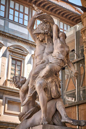 The Rape of Polyxena Piazza della Signoria Florence Italyの写真素材